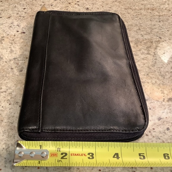 Lisa Loren Black Leather Travel Jewelry Pouch Zip Close - Picture 6 of 6